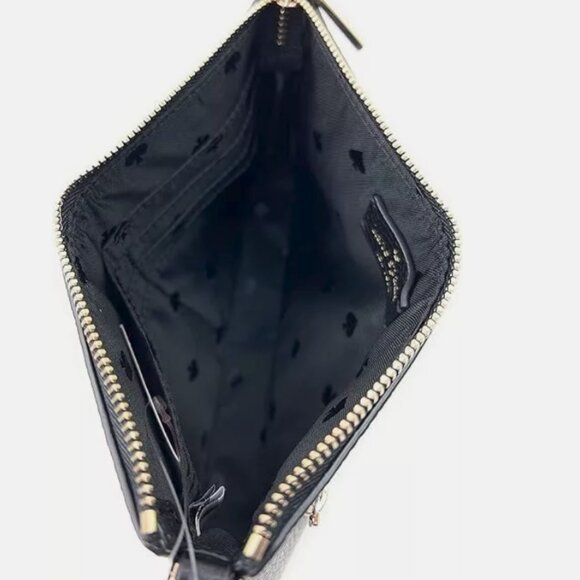 Kate Spade Leila Convertible Wristlet Wallet Purse Pebble Leather Black Clutch - Picture 6 of 6